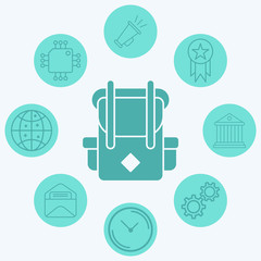 Camping backpack vector icon sign symbol