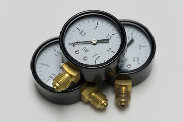 Manometry for measuring pressure. Closeup of manometer, measuring gas pressure.