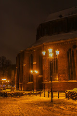 Christmas scene at night in old Riga