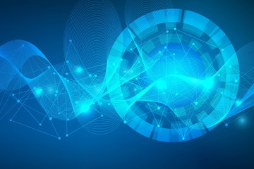 Big Data Visualization Background. Modern futuristic virtual abstract background. Science network pattern, connecting lines and dots. Global network connection vector.