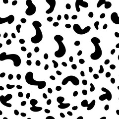 Fototapeta premium Vector Seamless pattern. Black and White Organic Shapes. Messy Spots Texture.