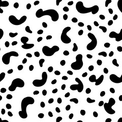 Vector Seamless pattern. Black and White Organic Shapes. Messy Spots Texture.