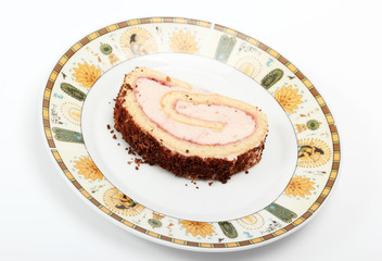 piece of cream cake on a plate