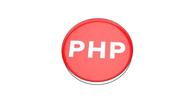 pushing big red button with word Php.
