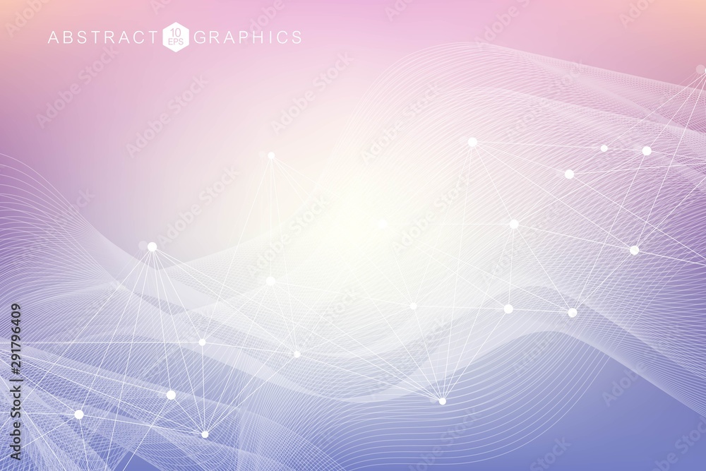 Aufkleber geometric abstract background with connected line and dots. structure molecule and communication. bi