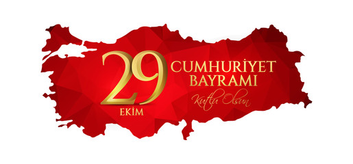 vector illustration 29 ekim Cumhuriyet Bayrami kutlu olsun, Republic Day Turkey. Translation: 29 october Republic Day Turkey and the National Day in Turkey happy holiday. graphic for design elements