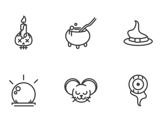 collection icons trick or treat happy halloween line style