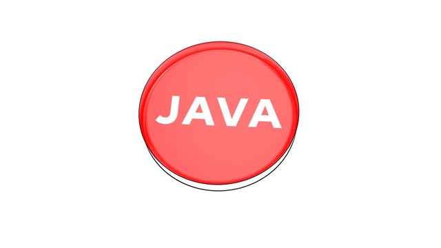 pushing big red button with word Java.