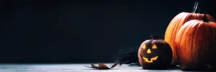 Foto auf Acrylglas Jack o Lantern - autumn Halloween holiday concept background © lordn