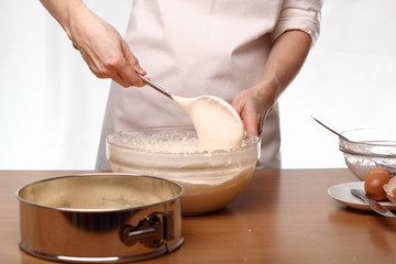 Mixing Batter. Making Victoria Sponge Cake. Series.