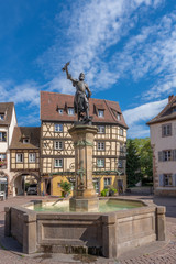 Obraz premium Colmar, France - 09 16 2019: Schwendi Fountain in the little Venice