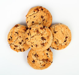 chocolate chip cookies isolated on white background