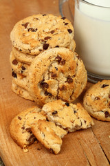 chocolate chip cookies and milk