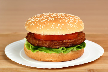 Hamburger on plate