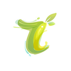 R letter eco logo formed by watercolor splashes.