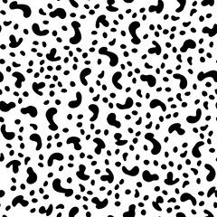 Vector Seamless pattern. Black and White Organic Shapes. Messy Spots Texture.