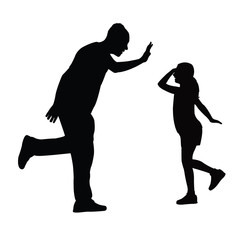 a father and girl playing together, silhouette vector