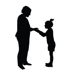 a mother and daughter playing together, silhouette vector