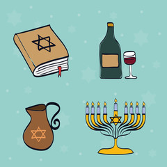 happy hanukkah card with chandelier