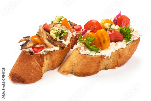 Bruschetta With Cottage Cheese Radicchio Salad Tomatoes