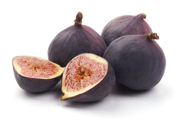 Fresh juicy figs, tropical fruits, isolated on white background
