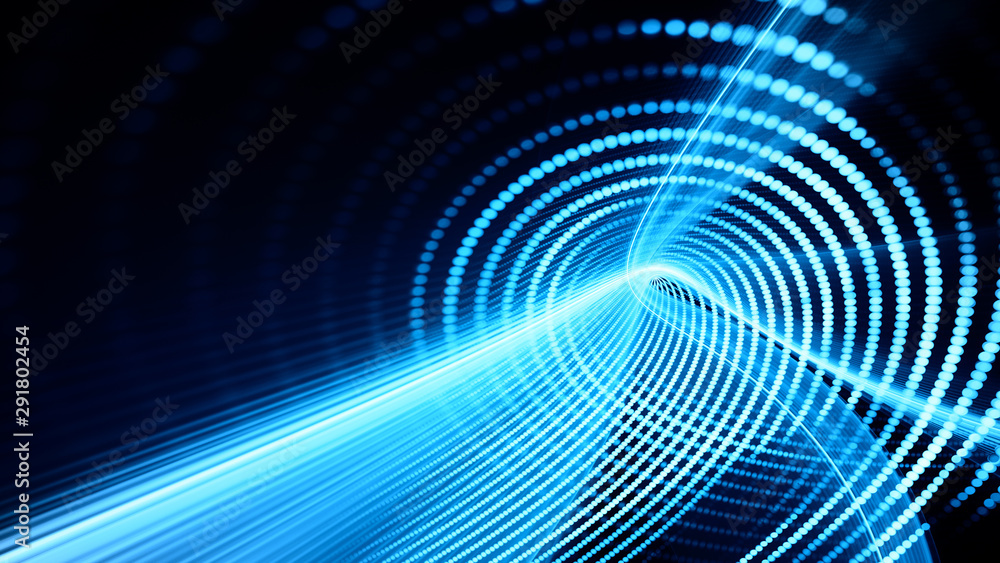 Poster Abstract background element. Fractal graphics series. Composition of glowing lines and mosaic halftone effects. Wide format high resolution image. 3d illustration