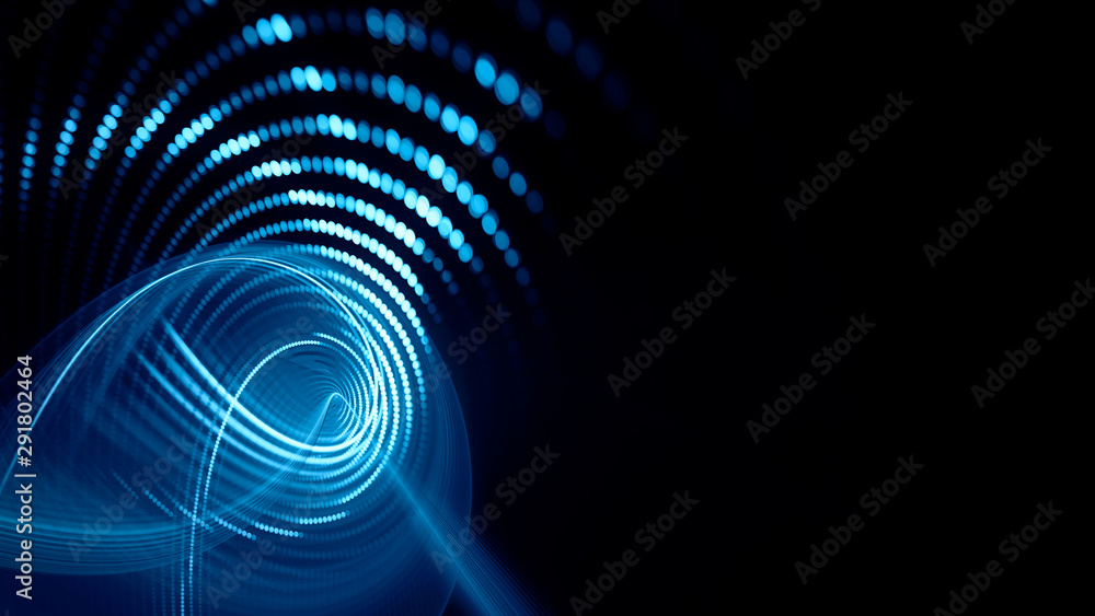 Poster Abstract background element. Fractal graphics series. Composition of glowing lines and mosaic halftone effects. Wide format high resolution image. 3d illustration