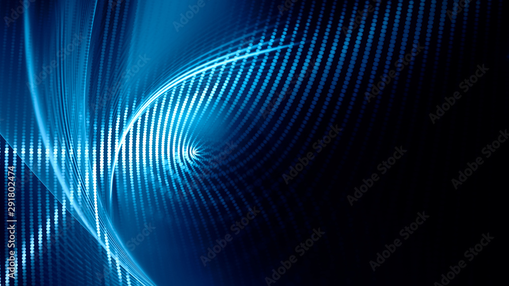 Fototapete Abstract background element. Fractal graphics series. Composition of glowing lines and mosaic halftone effects. Wide format high resolution image. 3d illustration