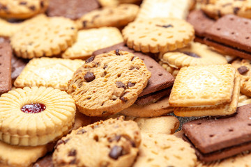 Assorted colse up slection of tea biscuits - obrazy, fototapety, plakaty