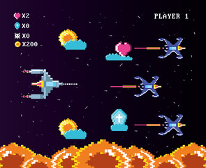 classic video game console of coins