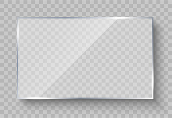 Reflecting glass banners on transparent background. Vector glass frame. Flat glass - stock vector.