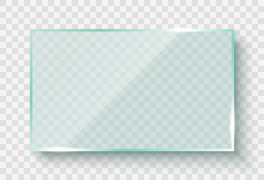 Reflecting glass banners on transparent background. Vector glass frame. Flat glass - stock vector.