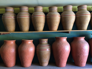 Traditional pottery by artisans from the village of Alto do Moura, in Caruaru, in the wild region...