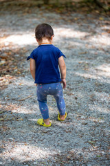 Toddler Girl Exploring Outdoor Hiking Trail  