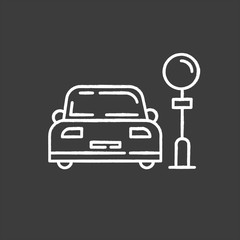 Assigned car parking zone chalk icon. Automobile city parking lot, space. Urban street carpark area. Isolated vector chalkboard illustration
