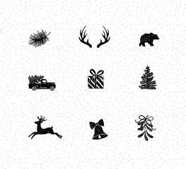 Set of Christmas decorative icons