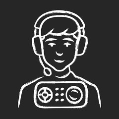 Radio news chalk icon. Sound broadcasting. Audio program via electronic media. Podcast recording. FM radio station. Isolated vector chalkboard illustration