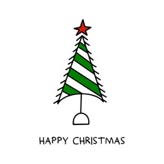 Greeting card with Christmas tree.