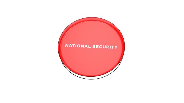 pushing big red button with word National security.