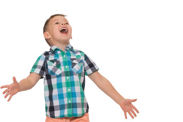 Handsome little boy laughing.The concept of a happy childhood