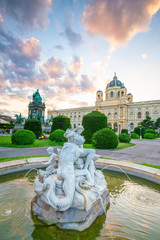 Fototapeta na wymiar Beautiful view of famous Naturhistorisches Museum (Natural History Museum) at sunset in Vienna