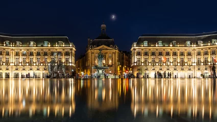 Fotobehang Place de la Bourse in the city of Bordeaux, France with reflection from water fountain © Sergey Kelin