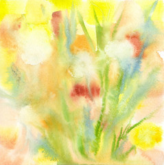 Naklejka na ściany i meble Watercolor background image - decorative composition. Use printed materials, signs, items, websites, maps, posters, postcards, packaging.
