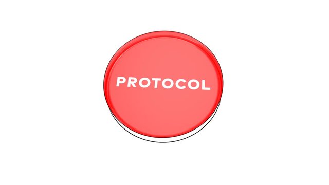 pushing big red button with word Protocol.