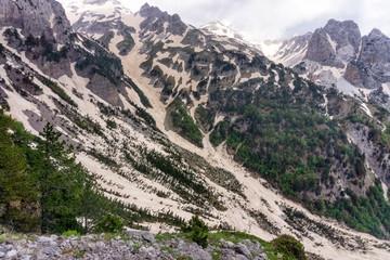 Peak of Albanian Alps in Valbona Valley, Albania