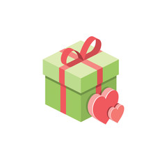 Gift heart love vector 3d isometric, color web icons set, new flat style. Creative illustration design, idea for infographics.