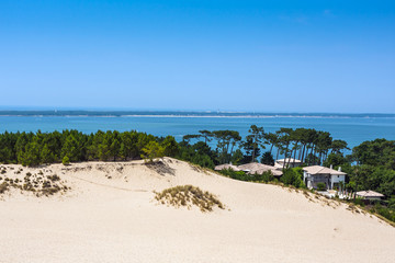 Fototapeta na wymiar View from Dune of Pilat - the largest sand dune in Europe, France