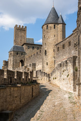 Fototapeta na wymiar Walls of castle Carcassone , Southern France.