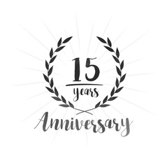 15 years anniversary celebration logo. Fifteen years celebrating watercolor design template. Vector and illustration.