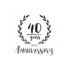 40 years anniversary celebration logo. Forty years celebrating watercolor design template. Vector and illustration.